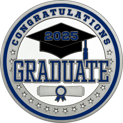 Navy Blue "Congratulations Graduate" with Navy Blue 2025, Rim, Tassel & Ribbon